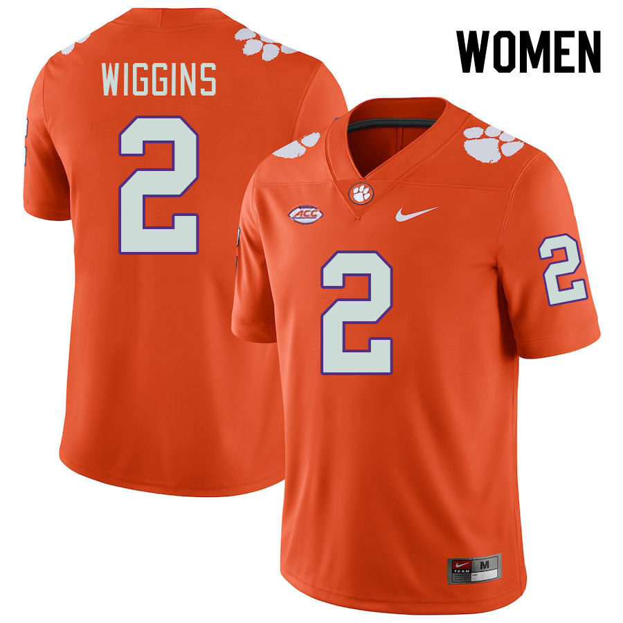 Women's Clemson Tigers Nate Wiggins #2 College Orange NCAA Authentic Football Stitched Jersey 23QX30JW